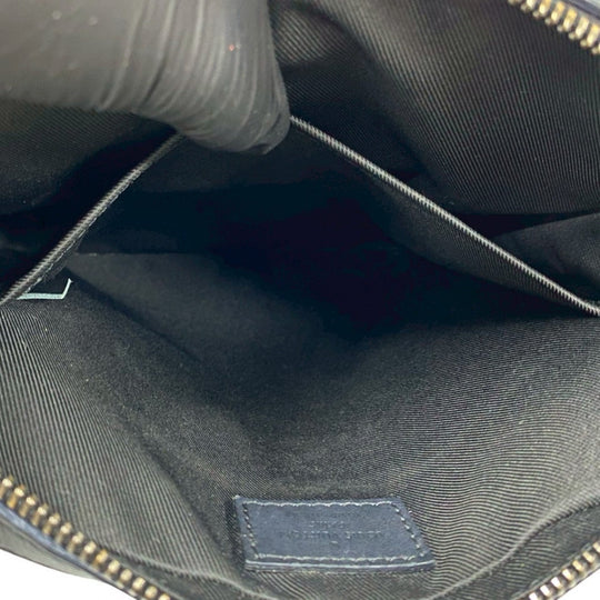 LOUIS VUITTON Shoulder Bag leather black Damier Anfini Pochette District