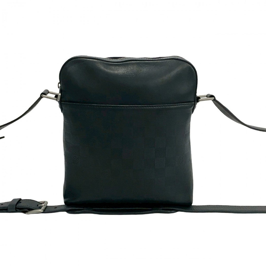LOUIS VUITTON Shoulder Bag leather black Damier Anfini Pochette District