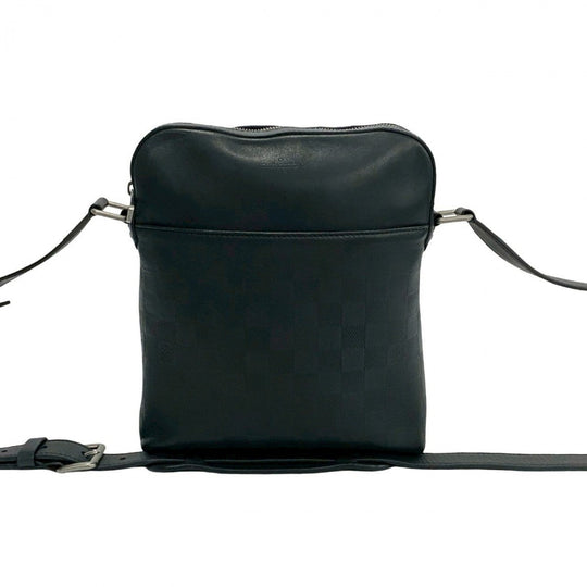 LOUIS VUITTON Shoulder Bag leather black Damier Anfini Pochette District
