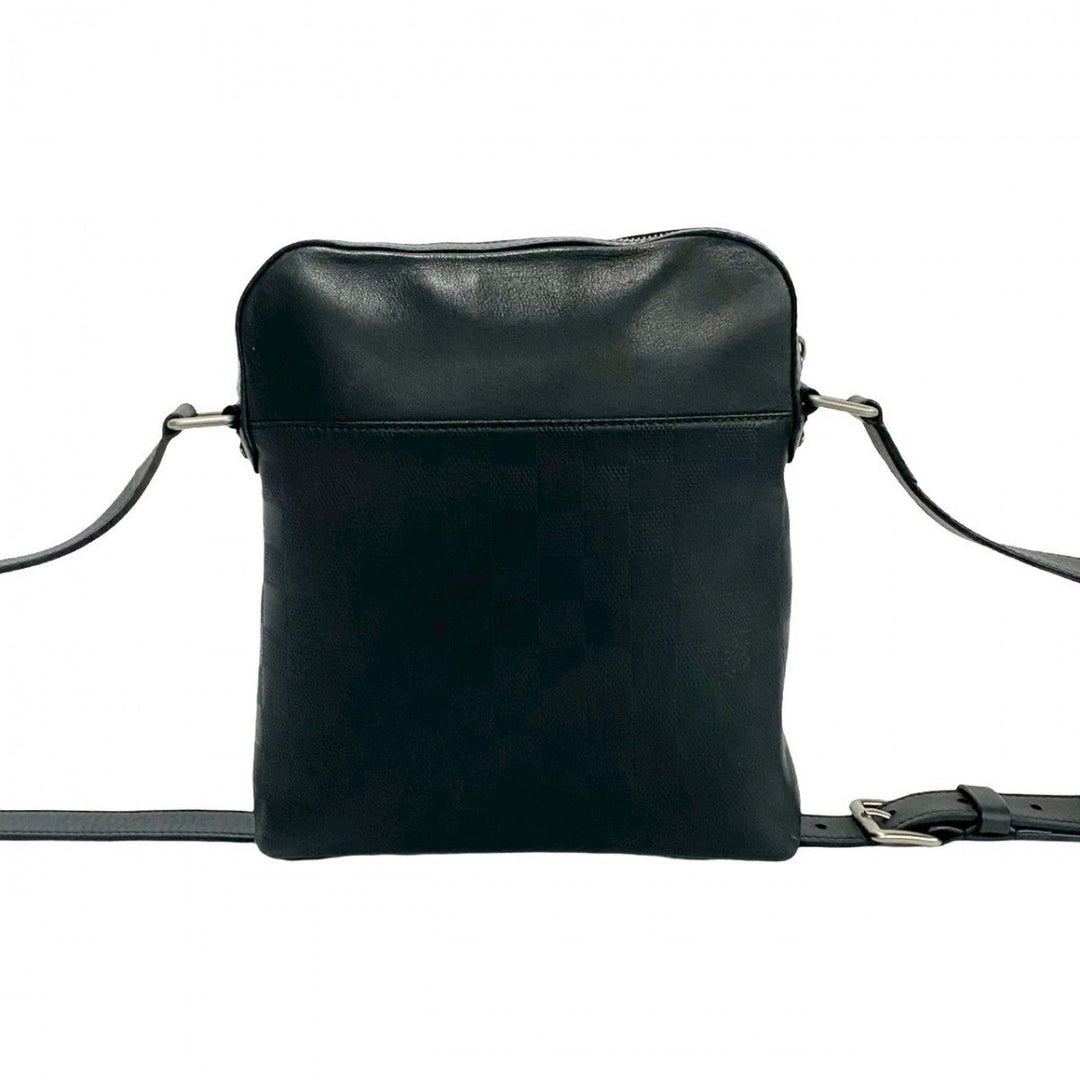 LOUIS VUITTON Shoulder Bag leather black Damier Anfini Pochette District