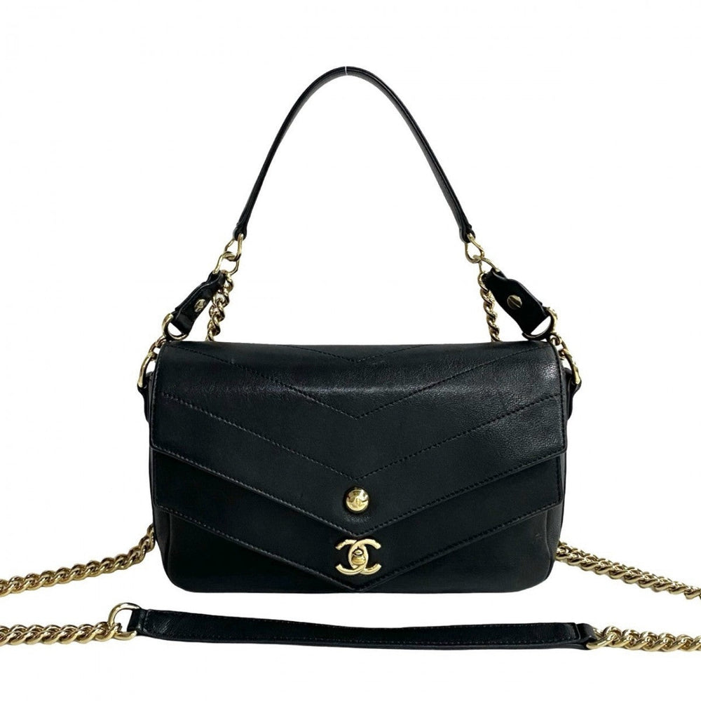 CHANEL Shoulder Bag leather black