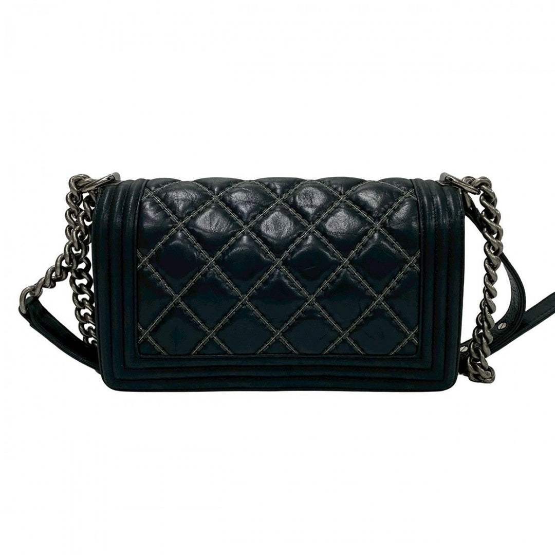CHANEL Shoulder Bag leather black Boy chanel