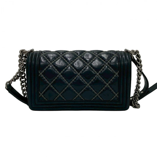 CHANEL Shoulder Bag leather black Boy chanel