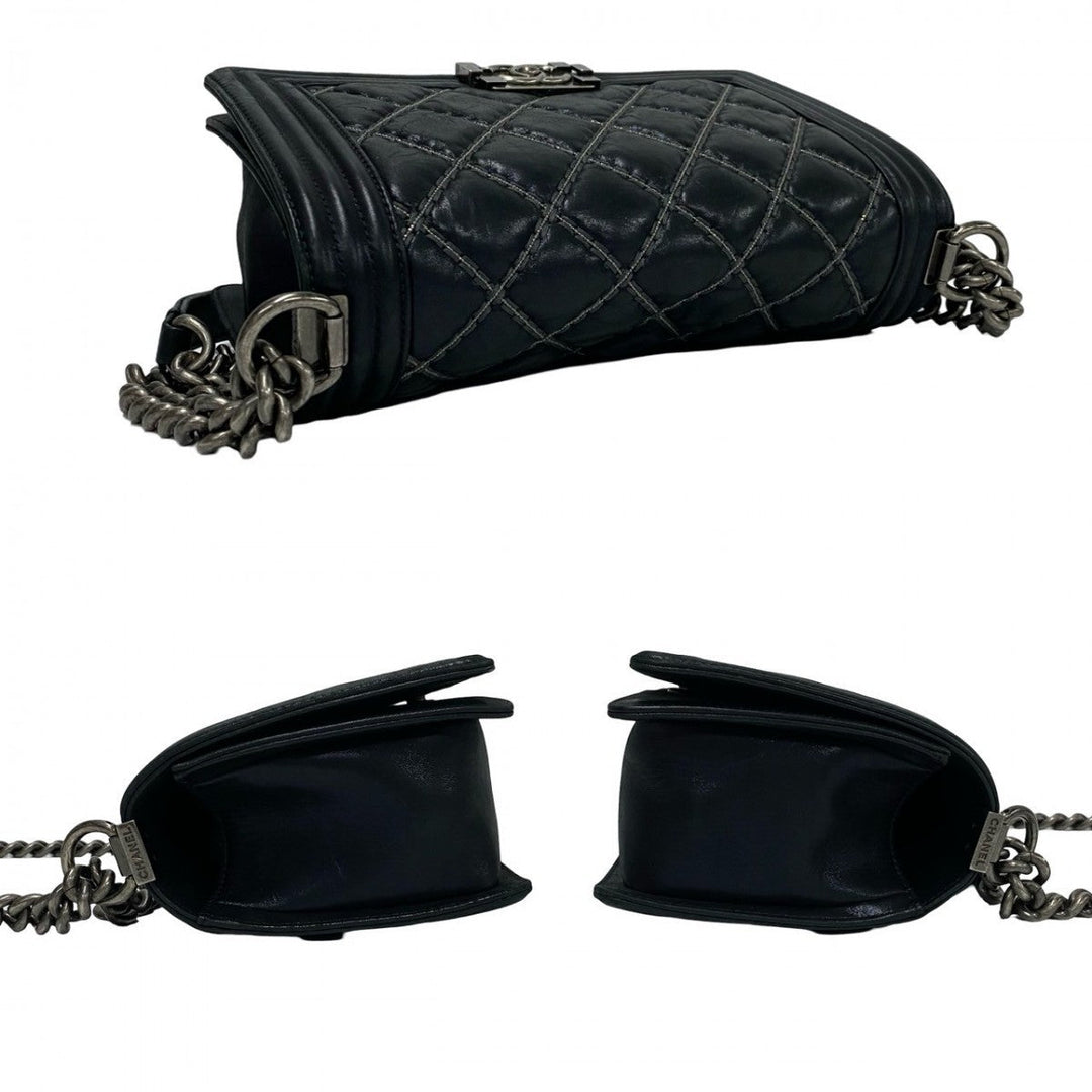 CHANEL Shoulder Bag leather black Boy chanel