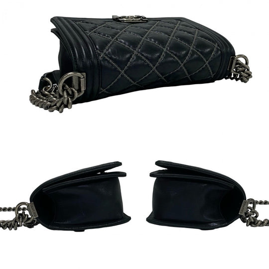 CHANEL Shoulder Bag leather black Boy chanel