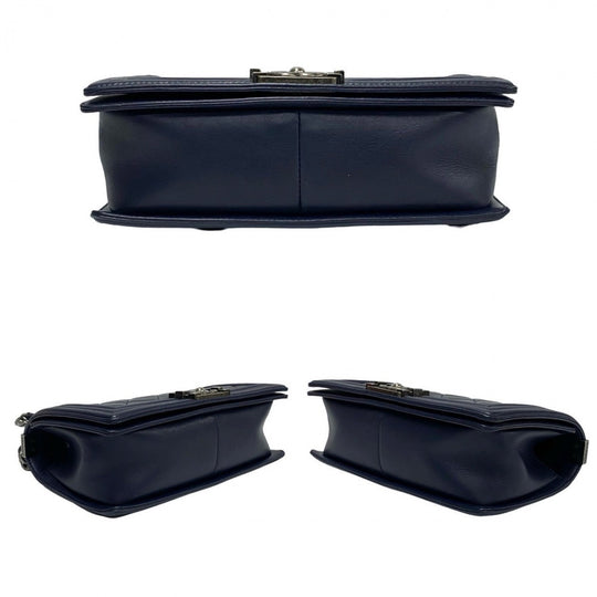 CHANEL Shoulder Bag leather Navy Boy chanel