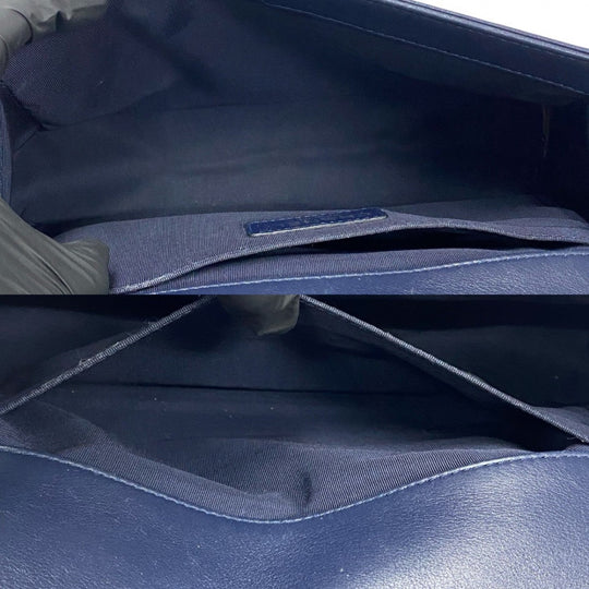 CHANEL Shoulder Bag leather Navy Boy chanel