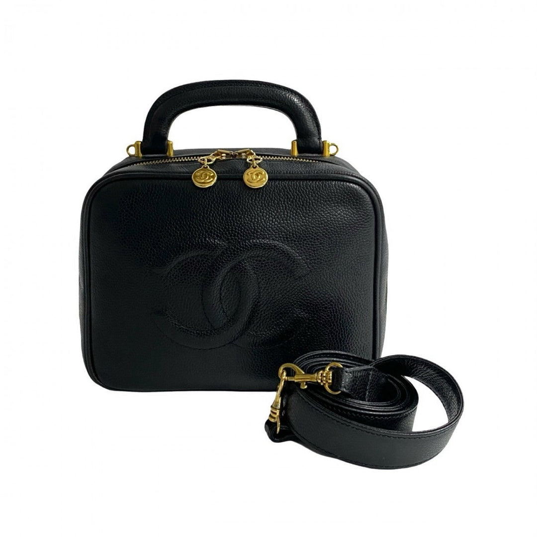 CHANEL Shoulder Bag Matt caviar skin black