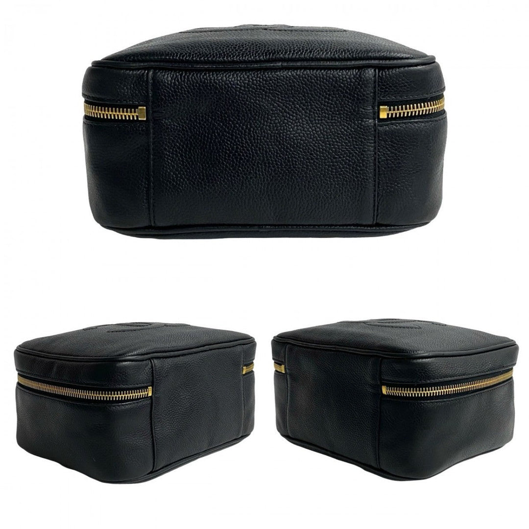 CHANEL Shoulder Bag Matt caviar skin black