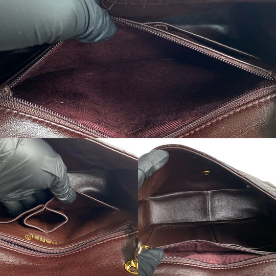 CHANEL Shoulder Bag lambskin Brown Matrasse