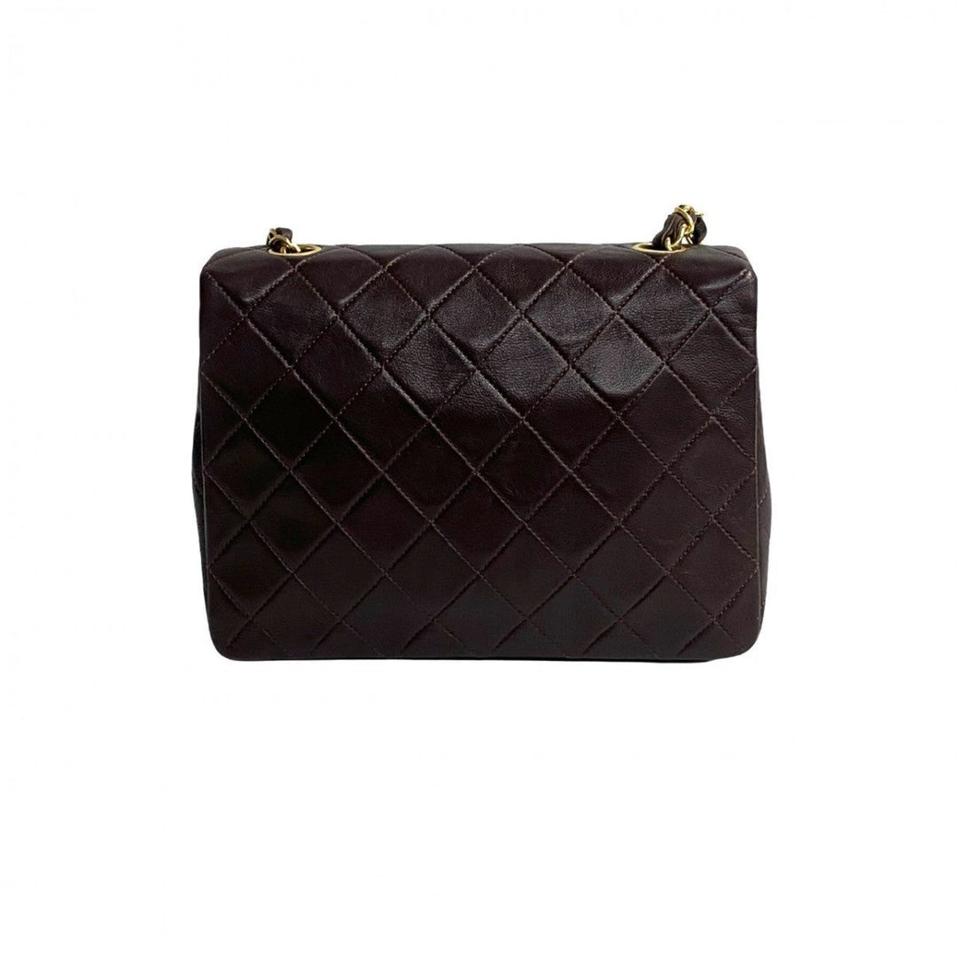 CHANEL Shoulder Bag lambskin Brown Matrasse