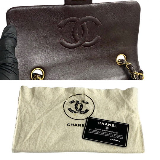 CHANEL Shoulder Bag lambskin Brown Matrasse
