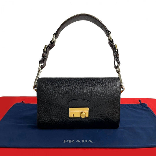 PRADA Shoulder Bag leather black