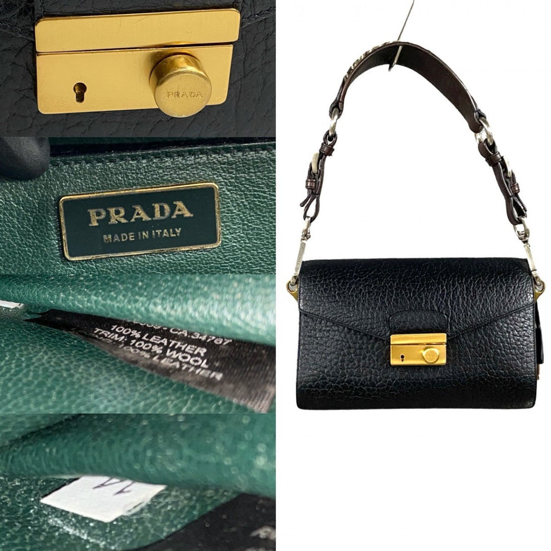 PRADA Shoulder Bag leather black