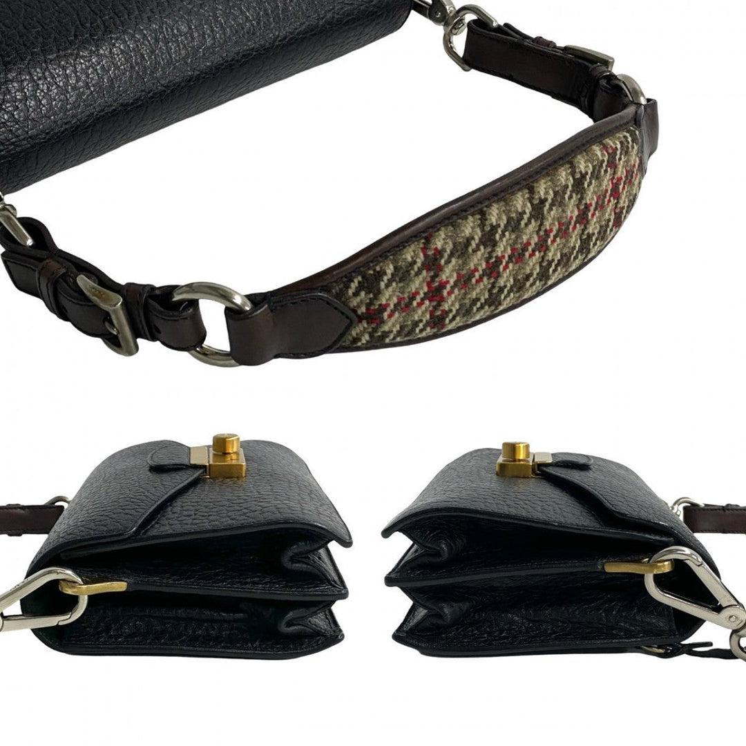PRADA Shoulder Bag leather black