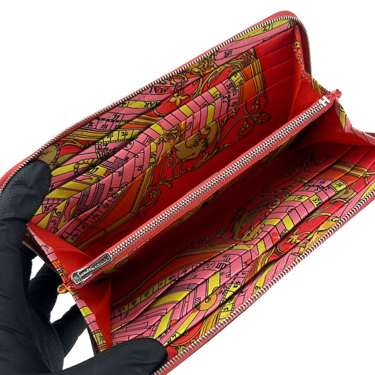 HERMES Long Wallet Purse Epsom Pink type Azap Long Silk Inn Women Used Authentic