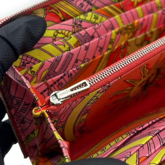 HERMES Long Wallet Purse Epsom Pink type Azap Long Silk Inn Women Used Authentic
