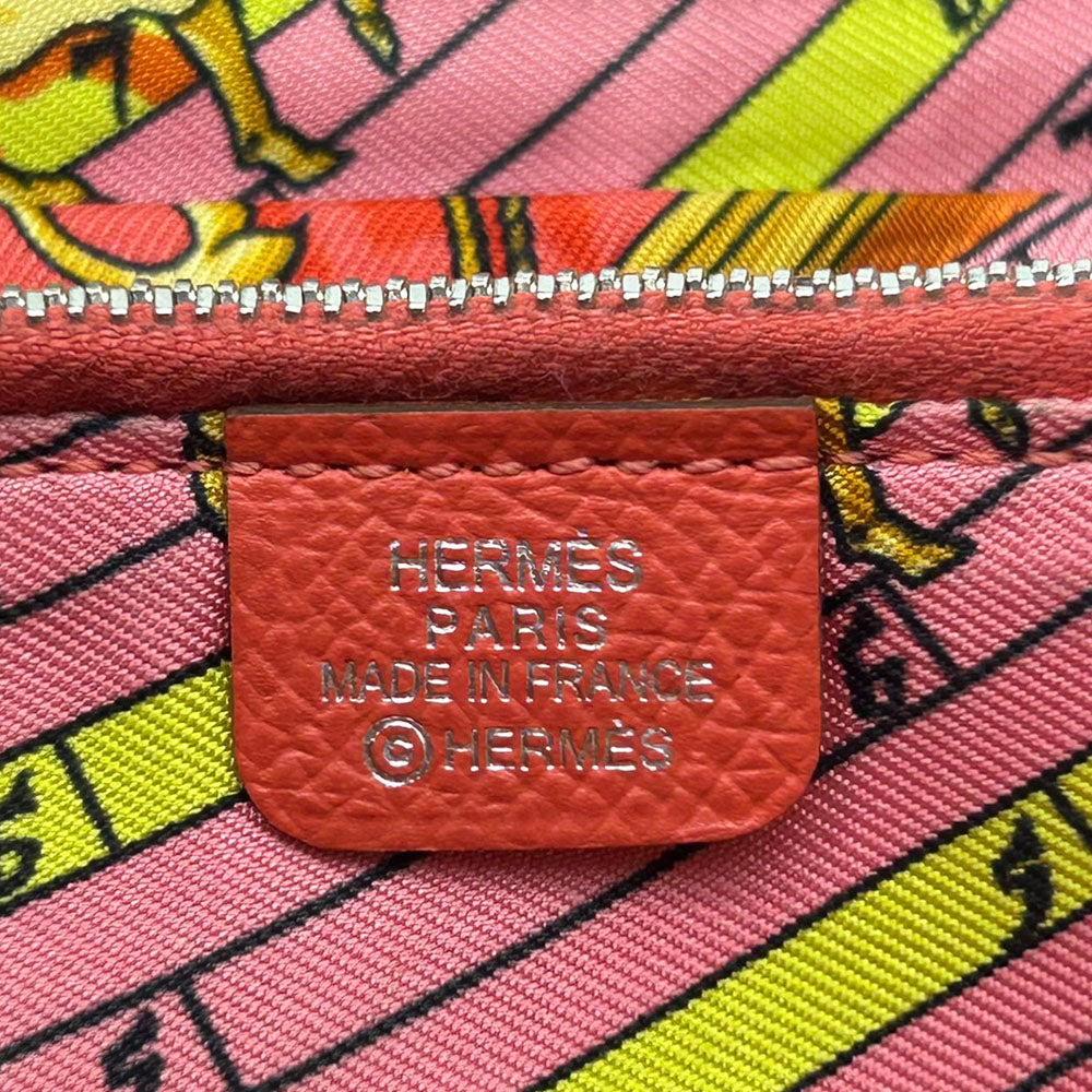 HERMES Long Wallet Purse Epsom Pink type Azap Long Silk Inn Women Used Authentic