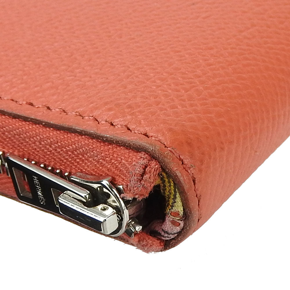 HERMES Long Wallet Purse Epsom Pink type Azap Long Silk Inn Women Used Authentic