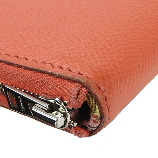 HERMES Long Wallet Purse Epsom Pink type Azap Long Silk Inn Women Used Authentic