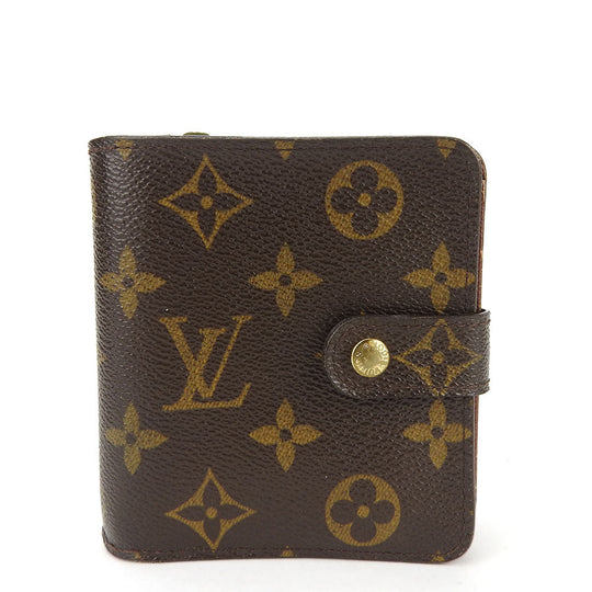 LOUIS VUITTON Bifold Wallet M61667 Monogram Brown Compact zip Women Used Authentic