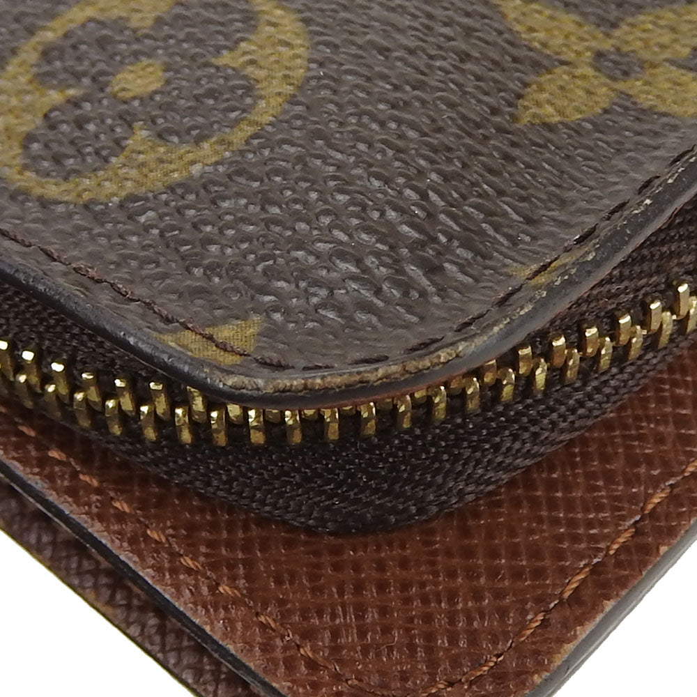 LOUIS VUITTON Bifold Wallet M61667 Monogram Brown Compact zip Women Used Authentic