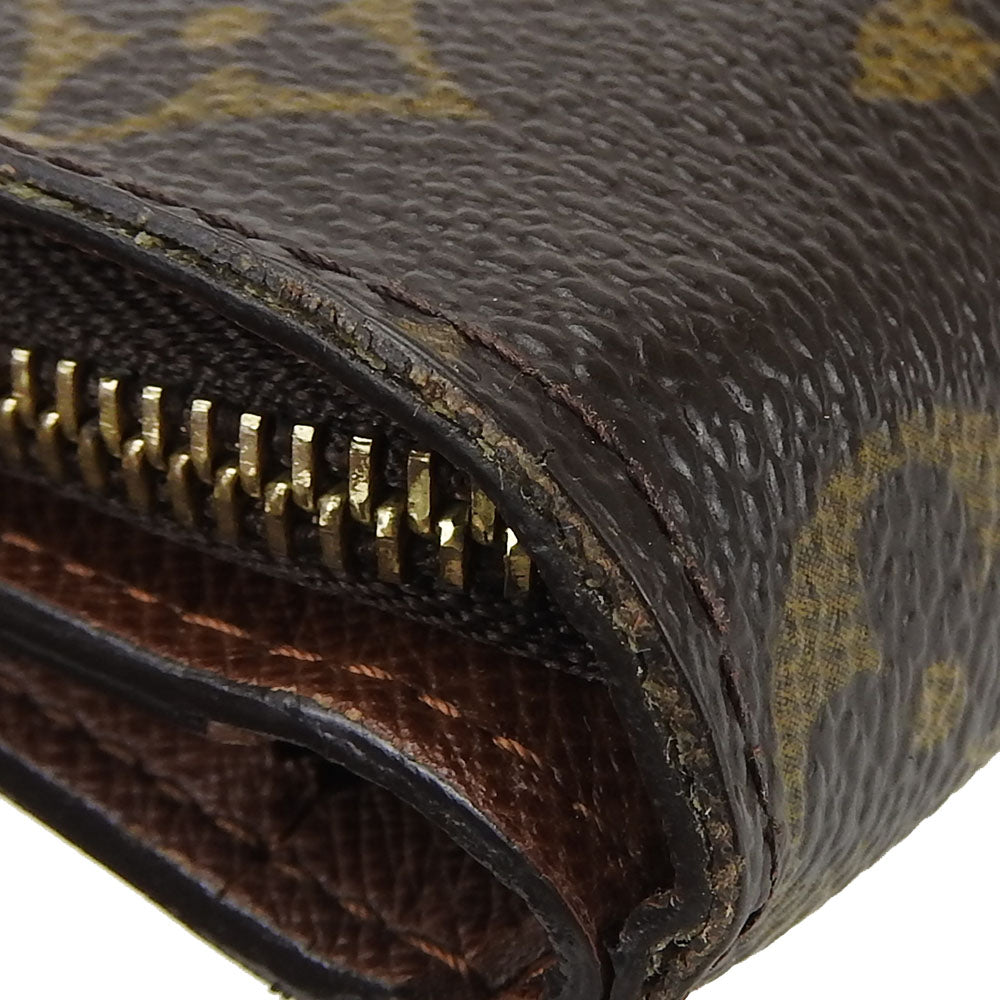 LOUIS VUITTON Bifold Wallet M61667 Monogram Brown Compact zip Women Used Authentic