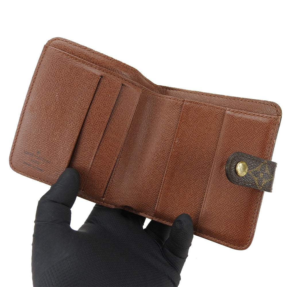 LOUIS VUITTON Bifold Wallet M61667 Monogram Brown Compact zip Women Used Authentic
