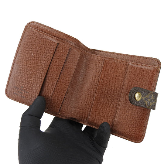 LOUIS VUITTON Bifold Wallet M61667 Monogram Brown Compact zip Women Used Authentic