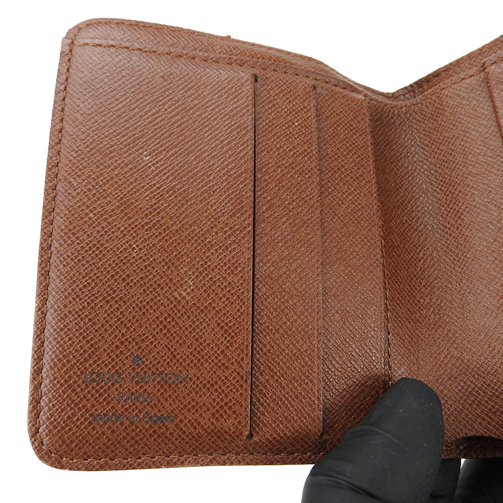 LOUIS VUITTON Bifold Wallet M61667 Monogram Brown Compact zip Women Used Authentic