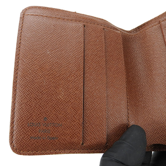 LOUIS VUITTON Bifold Wallet M61667 Monogram Brown Compact zip Women Used Authentic