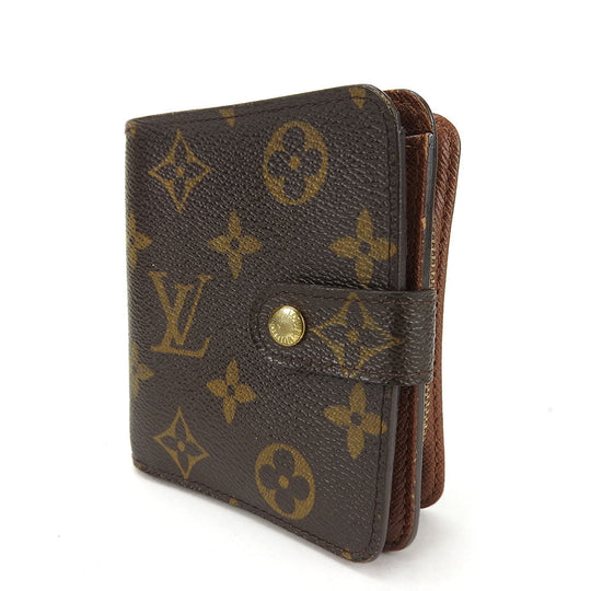 LOUIS VUITTON Bifold Wallet M61667 Monogram Brown Compact zip Women Used Authentic
