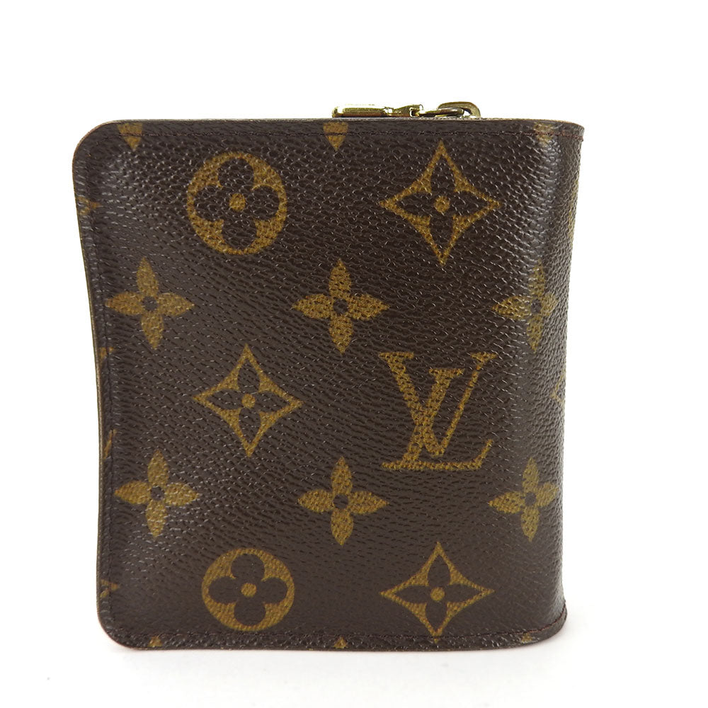 LOUIS VUITTON Bifold Wallet M61667 Monogram Brown Compact zip Women Used Authentic
