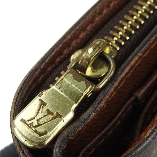LOUIS VUITTON Bifold Wallet M61667 Monogram Brown Compact zip Women Used Authentic