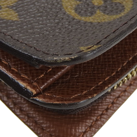 LOUIS VUITTON Bifold Wallet M61667 Monogram Brown Compact zip Women Used Authentic