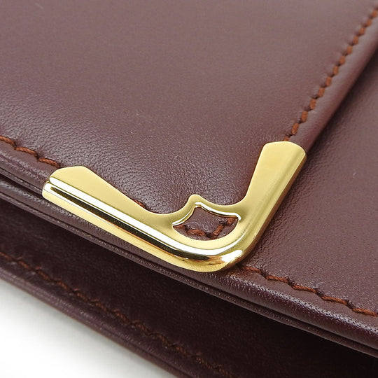 CARTIER business bag leather wine-red Must Line unisex(Unisex) Used Authentic