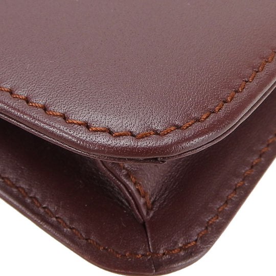 CARTIER business bag leather wine-red Must Line unisex(Unisex) Used Authentic