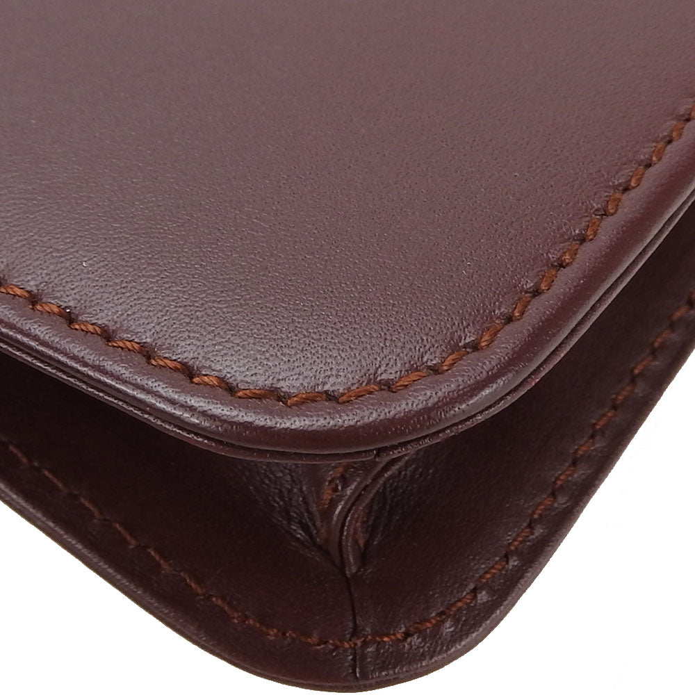 CARTIER business bag leather wine-red Must Line unisex(Unisex) Used Authentic