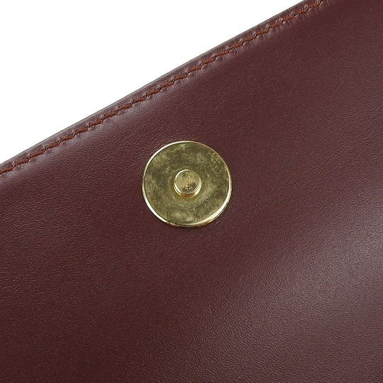 CARTIER business bag leather wine-red Must Line unisex(Unisex) Used Authentic