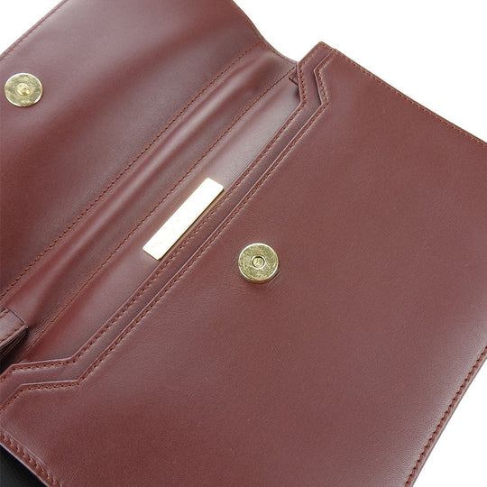 CARTIER business bag leather wine-red Must Line unisex(Unisex) Used Authentic