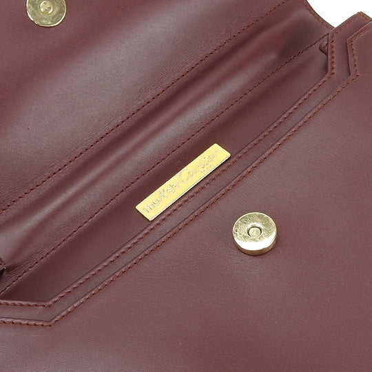 CARTIER business bag leather wine-red Must Line unisex(Unisex) Used Authentic