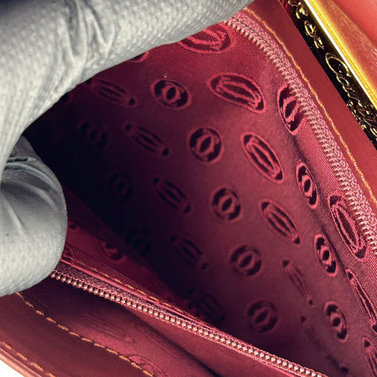 CARTIER business bag leather wine-red Must Line unisex(Unisex) Used Authentic