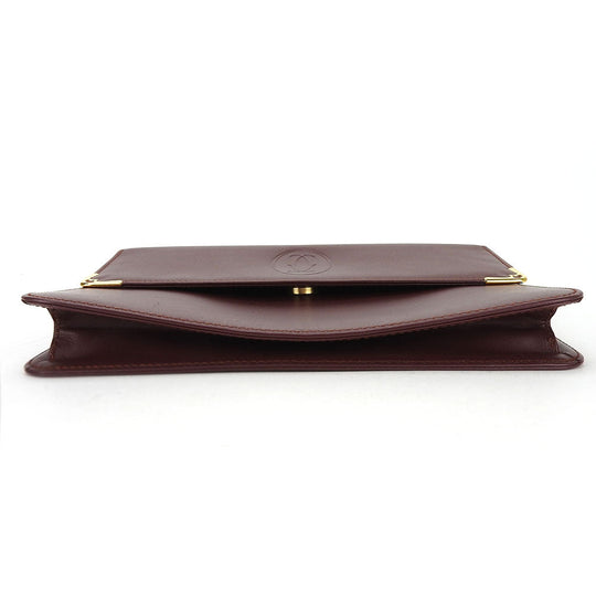 CARTIER business bag leather wine-red Must Line unisex(Unisex) Used Authentic