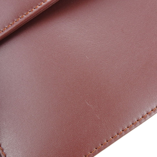 CARTIER business bag leather wine-red Must Line unisex(Unisex) Used Authentic