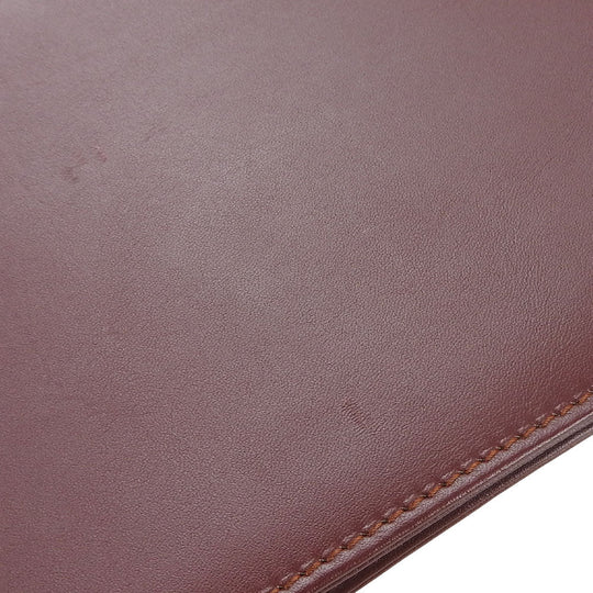 CARTIER business bag leather wine-red Must Line unisex(Unisex) Used Authentic