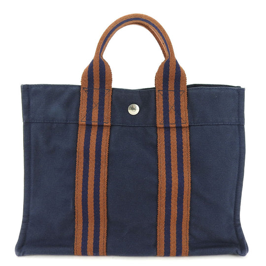 HERMES Tote Bag canvas Navy Fool ToePM unisex(Unisex) Used Authentic