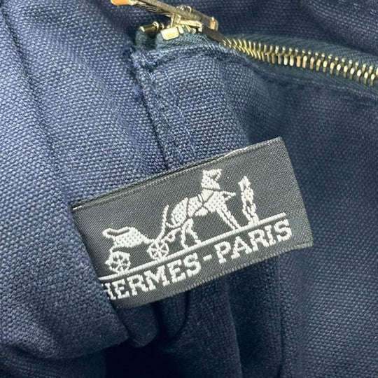 HERMES Tote Bag canvas Navy Fool ToePM unisex(Unisex) Used Authentic
