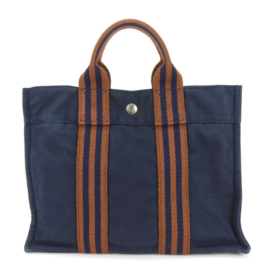 HERMES Tote Bag canvas Navy Fool ToePM unisex(Unisex) Used Authentic