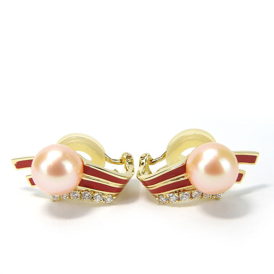 TASAKI Earring K18 Yellow Gold, Diamond Yellow Gold Women Used Authentic