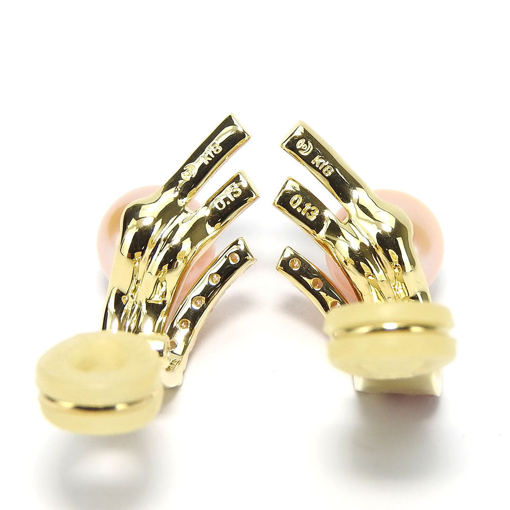 TASAKI Earring K18 Yellow Gold, Diamond Yellow Gold Women Used Authentic